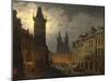 Czech Republic, Prague, Painting of Old Town Square at Night-null-Mounted Giclee Print