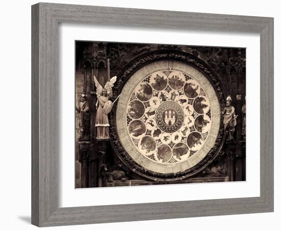 Czech Republic, Prague, Stare Mesto (Old Town), Astronomical Clock on Old Town Hall-Michele Falzone-Framed Photographic Print