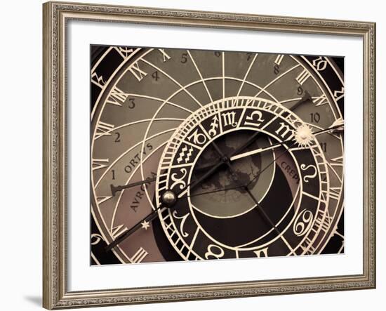 Czech Republic, Prague, Stare Mesto (Old Town), Astronomical Clock on Old Town Hall-Michele Falzone-Framed Photographic Print