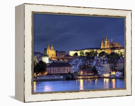 Czech Republic, Prague, Stare Mesto (Old Town), Charles Bridge, Hradcany Castle and St. Vitus Cathe-Michele Falzone-Framed Premier Image Canvas