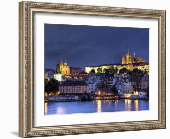 Czech Republic, Prague, Stare Mesto (Old Town), Charles Bridge, Hradcany Castle and St. Vitus Cathe-Michele Falzone-Framed Photographic Print