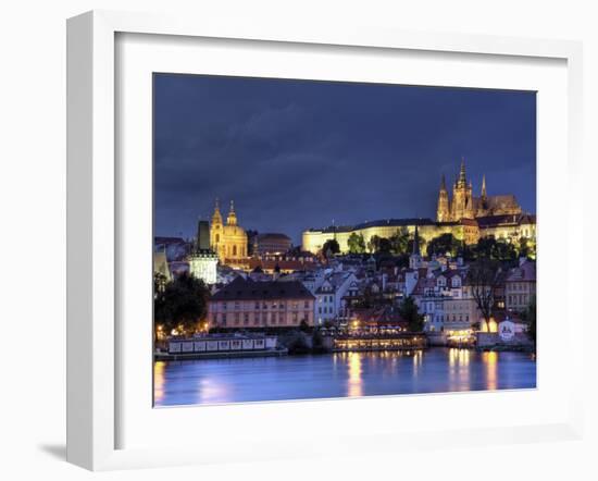 Czech Republic, Prague, Stare Mesto (Old Town), Charles Bridge, Hradcany Castle and St. Vitus Cathe-Michele Falzone-Framed Photographic Print