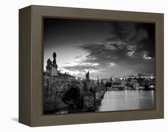 Czech Republic, Prague, Stare Mesto (Old Town), Charles Bridge, Hradcany Castle and St. Vitus Cathe-Michele Falzone-Framed Premier Image Canvas