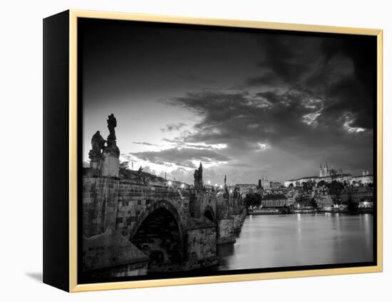 Czech Republic, Prague, Stare Mesto (Old Town), Charles Bridge, Hradcany Castle and St. Vitus Cathe-Michele Falzone-Framed Premier Image Canvas