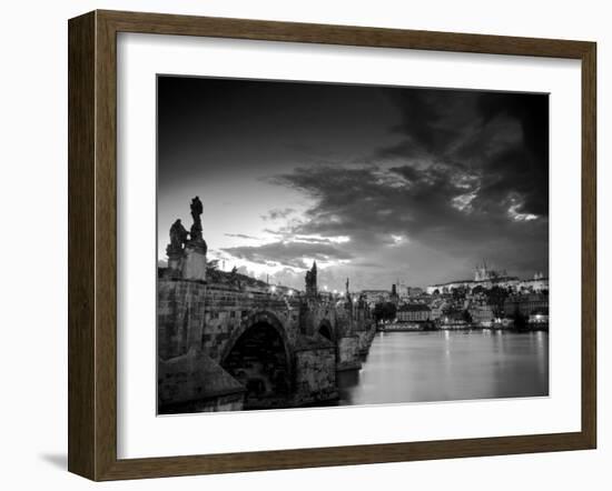 Czech Republic, Prague, Stare Mesto (Old Town), Charles Bridge, Hradcany Castle and St. Vitus Cathe-Michele Falzone-Framed Photographic Print