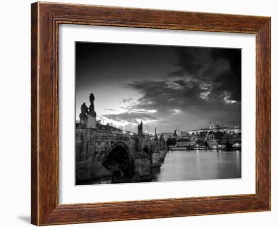 Czech Republic, Prague, Stare Mesto (Old Town), Charles Bridge, Hradcany Castle and St. Vitus Cathe-Michele Falzone-Framed Photographic Print