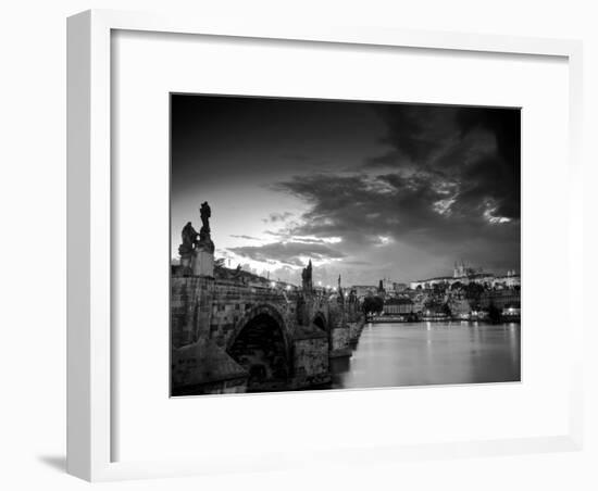 Czech Republic, Prague, Stare Mesto (Old Town), Charles Bridge, Hradcany Castle and St. Vitus Cathe-Michele Falzone-Framed Photographic Print