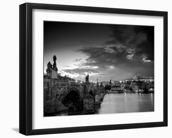 Czech Republic, Prague, Stare Mesto (Old Town), Charles Bridge, Hradcany Castle and St. Vitus Cathe-Michele Falzone-Framed Photographic Print