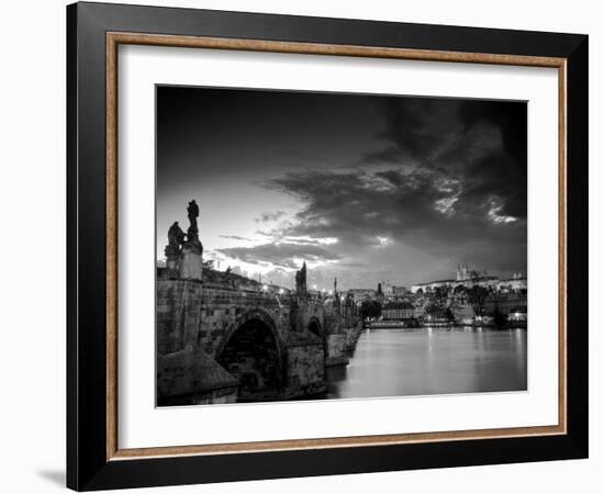 Czech Republic, Prague, Stare Mesto (Old Town), Charles Bridge, Hradcany Castle and St. Vitus Cathe-Michele Falzone-Framed Photographic Print