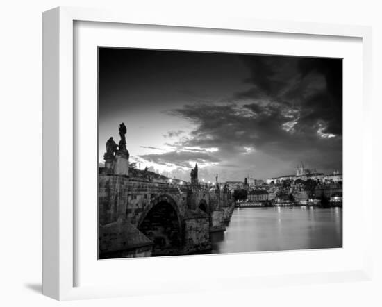 Czech Republic, Prague, Stare Mesto (Old Town), Charles Bridge, Hradcany Castle and St. Vitus Cathe-Michele Falzone-Framed Photographic Print