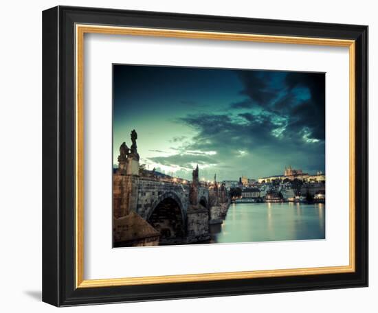 Czech Republic, Prague, Stare Mesto (Old Town), Charles Bridge, Hradcany Castle and St. Vitus Cathe-Michele Falzone-Framed Photographic Print