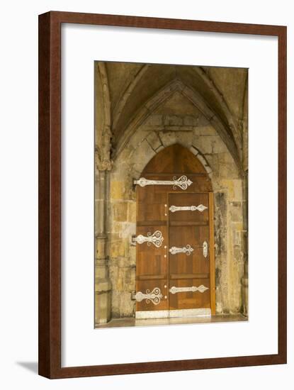 Czech Republic, Prague. Wooden Door in St. Vitus Cathedral-Jaynes Gallery-Framed Photographic Print