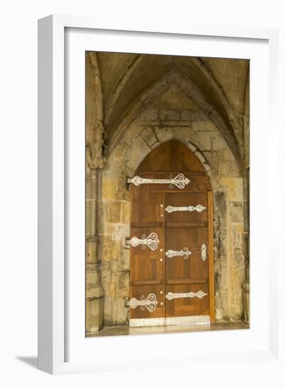 Czech Republic, Prague. Wooden Door in St. Vitus Cathedral-Jaynes Gallery-Framed Photographic Print