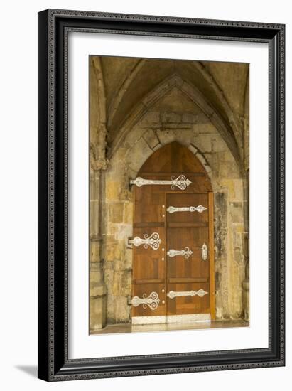 Czech Republic, Prague. Wooden Door in St. Vitus Cathedral-Jaynes Gallery-Framed Photographic Print