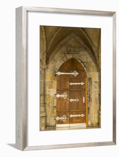 Czech Republic, Prague. Wooden Door in St. Vitus Cathedral-Jaynes Gallery-Framed Photographic Print