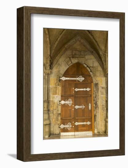 Czech Republic, Prague. Wooden Door in St. Vitus Cathedral-Jaynes Gallery-Framed Photographic Print