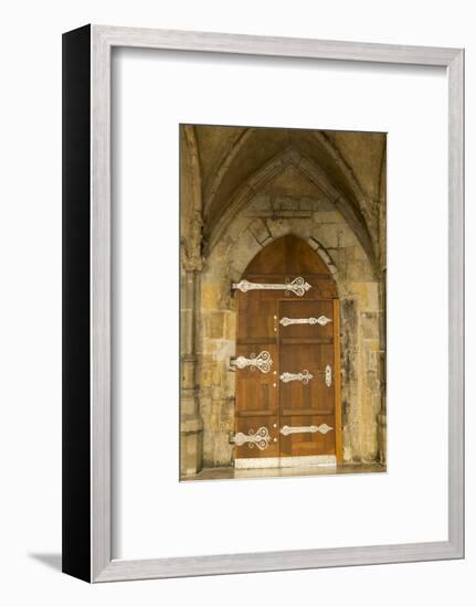 Czech Republic, Prague. Wooden Door in St. Vitus Cathedral-Jaynes Gallery-Framed Photographic Print