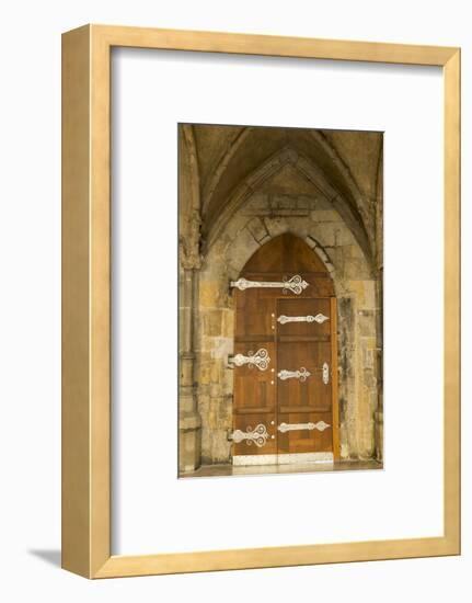 Czech Republic, Prague. Wooden Door in St. Vitus Cathedral-Jaynes Gallery-Framed Photographic Print