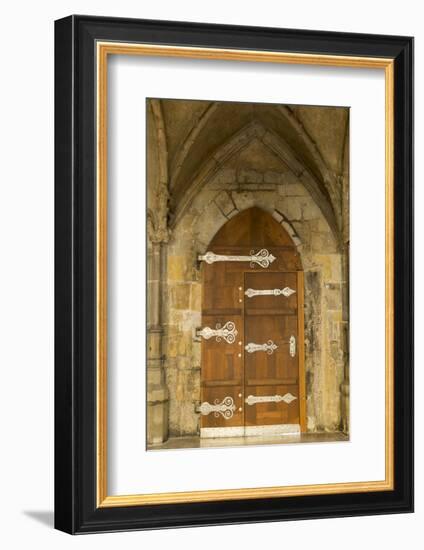 Czech Republic, Prague. Wooden Door in St. Vitus Cathedral-Jaynes Gallery-Framed Photographic Print