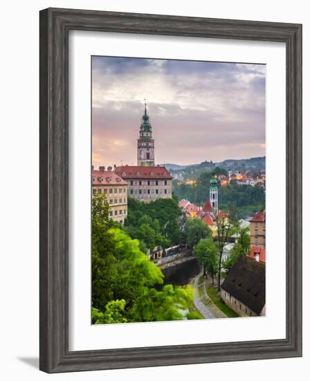 Czech Republic, South Bohemian Region, Cesky Krumlov. Cesky Krumlov Castle and buildings in old tow-Jason Langley-Framed Photographic Print