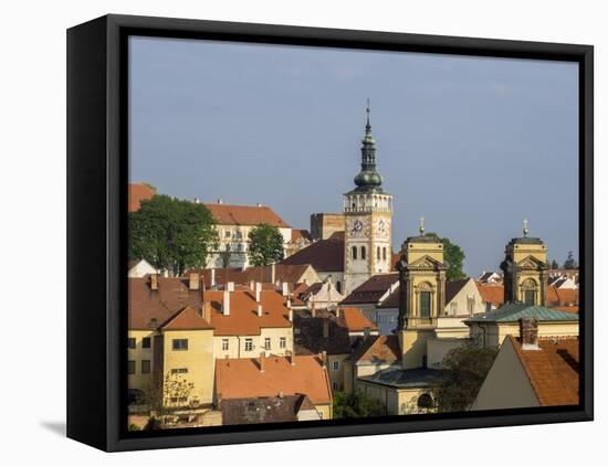 Czech Republic, South Moravia, Mikulov. The church Tower of St Wenceslas.-Julie Eggers-Framed Premier Image Canvas