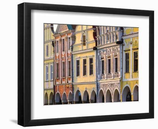 Czech Republic, Vysocina Region, Telc. Facades of Renaissance and Baroque houses on Namesti Zachari-Jason Langley-Framed Premium Photographic Print