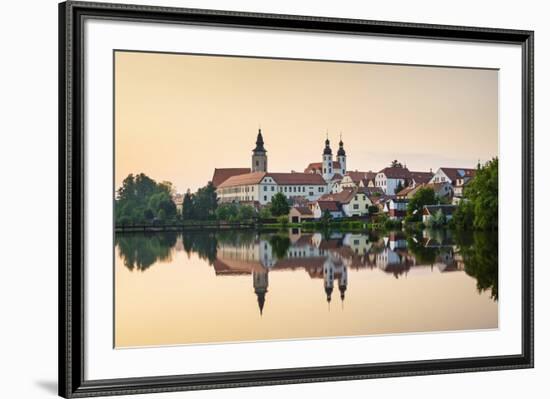 Czech Republic, Vysocina Region, Telc. View of town and Church of The Name of Jesus (Kostel jmena J-Jason Langley-Framed Photographic Print