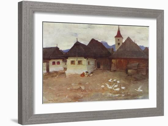 Czechoslovakia: Vazsecz, a Slovak Village (Colour Litho)-Adrian Scott Stokes-Framed Giclee Print