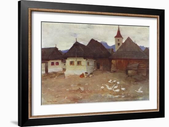 Czechoslovakia: Vazsecz, a Slovak Village (Colour Litho)-Adrian Scott Stokes-Framed Giclee Print