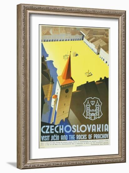 Czechoslovakia - Visit Jicin and the Rocks of Prachov Travel Poster-L. Horak-Framed Giclee Print