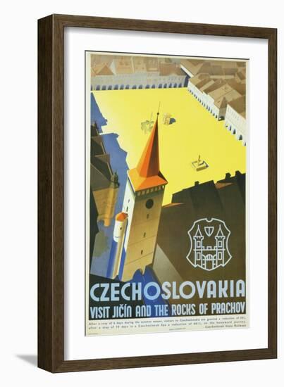 Czechoslovakia - Visit Jicin and the Rocks of Prachov Travel Poster-L. Horak-Framed Giclee Print