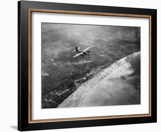 D-Day - Bomber Giving Air Support to Infantry Invasion-Robert Hunt-Framed Photographic Print
