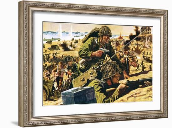 D-Day Landing-English School-Framed Giclee Print