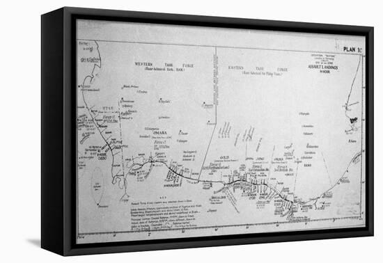 D-Day Map 1944-null-Framed Premier Image Canvas