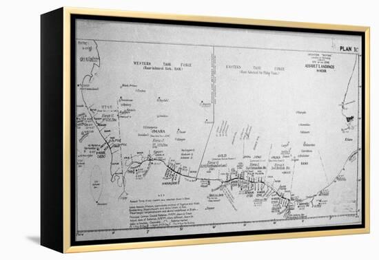 D-Day Map 1944-null-Framed Premier Image Canvas