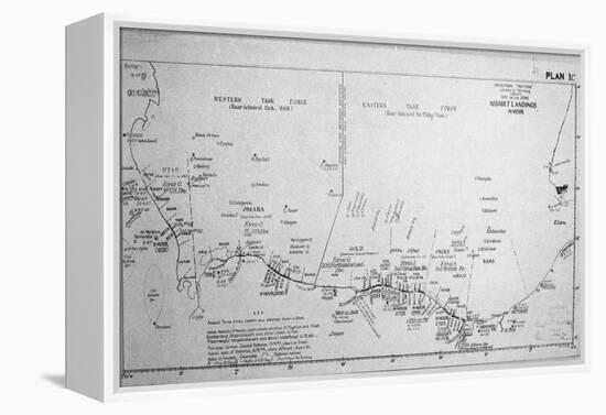 D-Day Map 1944-null-Framed Premier Image Canvas