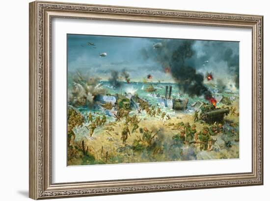 D Day, (Oil on Canvas)-Terence Cuneo-Framed Giclee Print