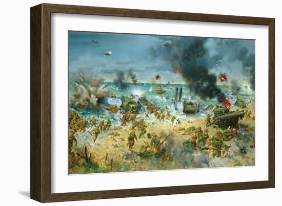 D Day, (Oil on Canvas)-Terence Cuneo-Framed Giclee Print