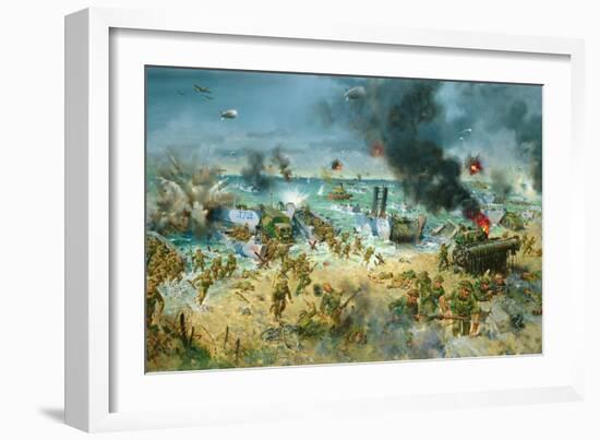 D Day, (Oil on Canvas)-Terence Cuneo-Framed Giclee Print