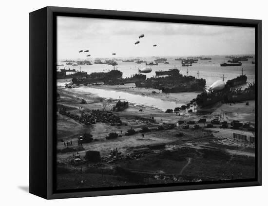 D-Day - Supplies Pour Ashore-Robert Hunt-Framed Premier Image Canvas