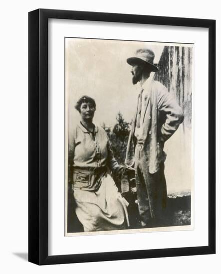 D H Lawrence English Novelist with His German Wife Frieda-null-Framed Photographic Print