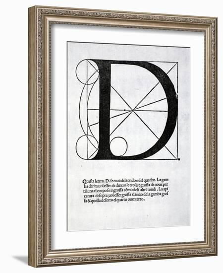 D, Illustration from 'Divina Proportione' by Luca Pacioli (C.1445-1517), Originally Pub. Venice,…-Leonardo da Vinci-Framed Giclee Print