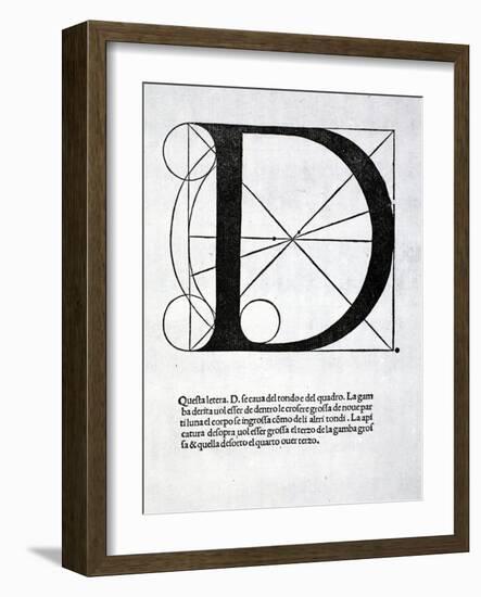 D, Illustration from 'Divina Proportione' by Luca Pacioli (C.1445-1517), Originally Pub. Venice,…-Leonardo da Vinci-Framed Giclee Print