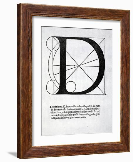 D, Illustration from 'Divina Proportione' by Luca Pacioli (C.1445-1517), Originally Pub. Venice,…-Leonardo da Vinci-Framed Giclee Print