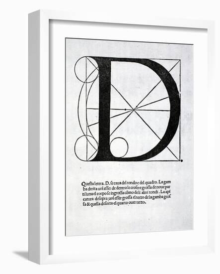 D, Illustration from 'Divina Proportione' by Luca Pacioli (C.1445-1517), Originally Pub. Venice,…-Leonardo da Vinci-Framed Giclee Print