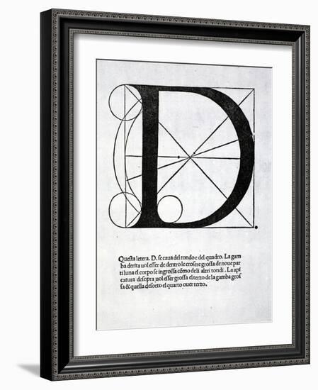 D, Illustration from 'Divina Proportione' by Luca Pacioli (C.1445-1517), Originally Pub. Venice,…-Leonardo da Vinci-Framed Giclee Print