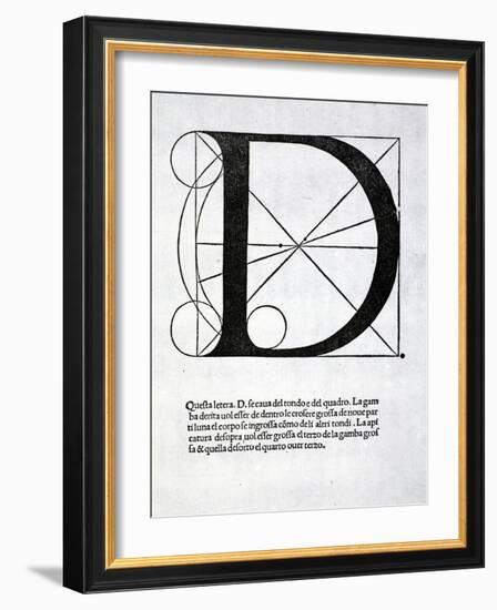 D, Illustration from 'Divina Proportione' by Luca Pacioli (C.1445-1517), Originally Pub. Venice,…-Leonardo da Vinci-Framed Giclee Print