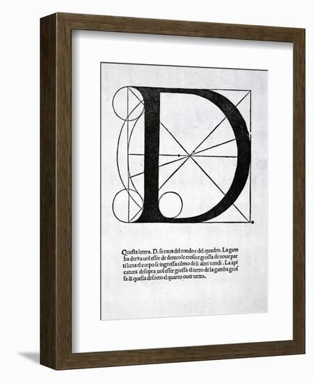 D, Illustration from 'Divina Proportione' by Luca Pacioli (C.1445-1517), Originally Pub. Venice,…-Leonardo da Vinci-Framed Giclee Print