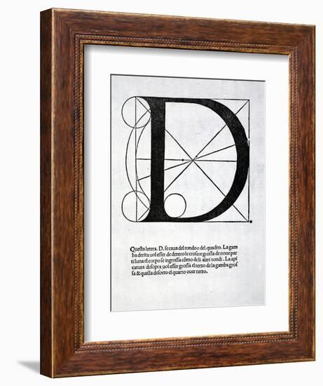 D, Illustration from 'Divina Proportione' by Luca Pacioli (C.1445-1517), Originally Pub. Venice,…-Leonardo da Vinci-Framed Giclee Print