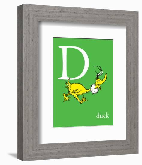 D is for Duck (green)-Theodor (Dr. Seuss) Geisel-Framed Art Print